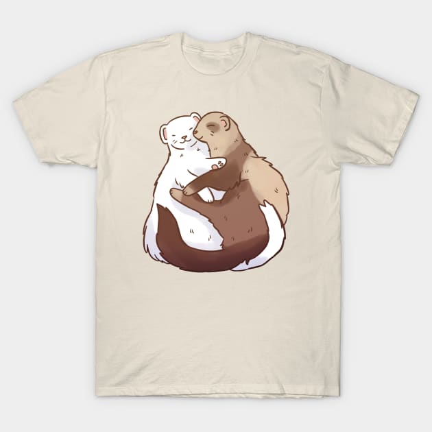 Cute ferrets hugging T-Shirt by Yarafantasyart